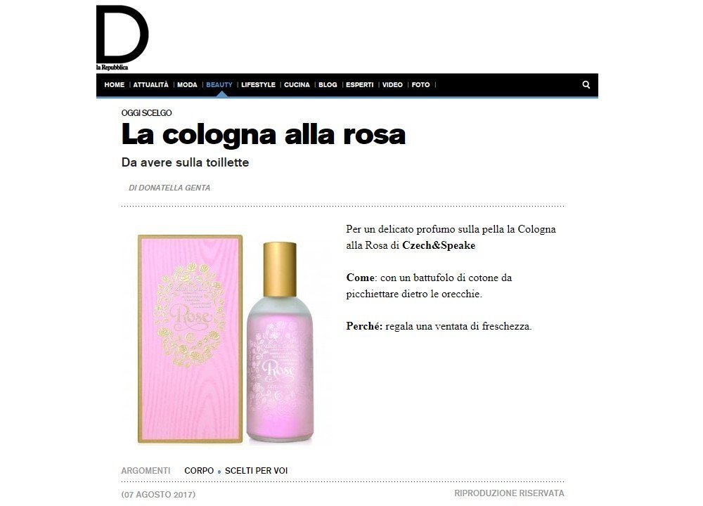 D la Republica Italy - Daily picks by Donatella Genta - Czech & Speake  Fragrance