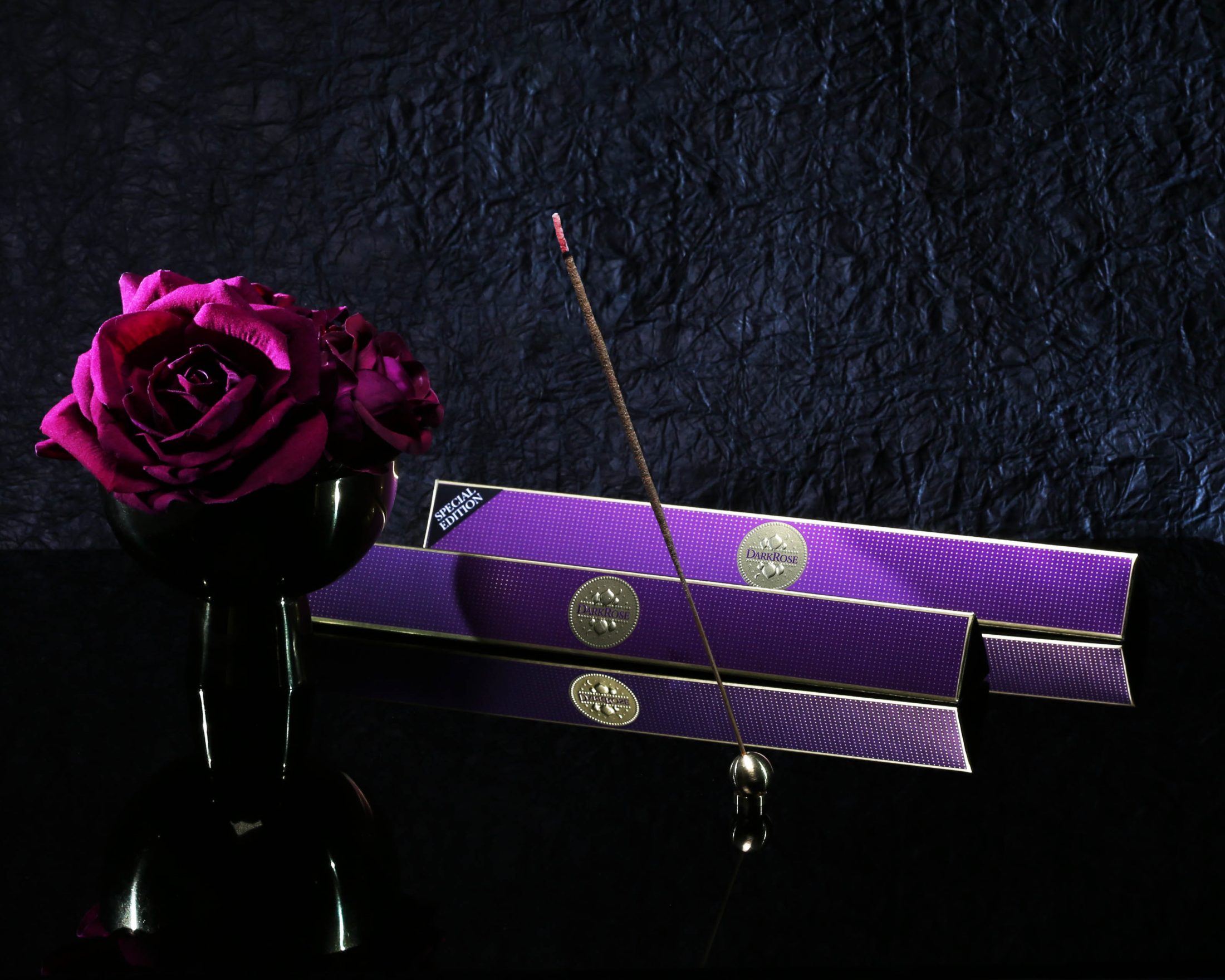rose of taif, gold incense stick holder