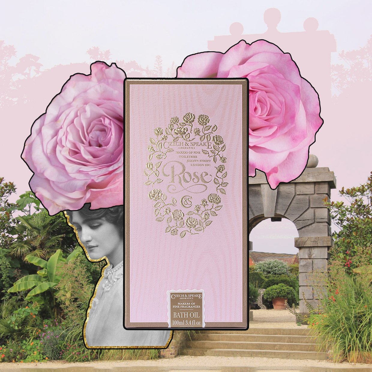 Collage of Czech & Speake Rose packaging