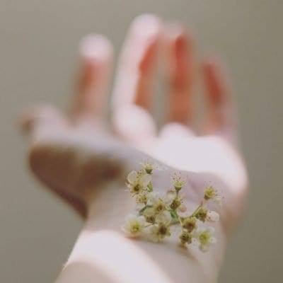 Cherry pistils on an arm; different skin types have unique reactions to scents.