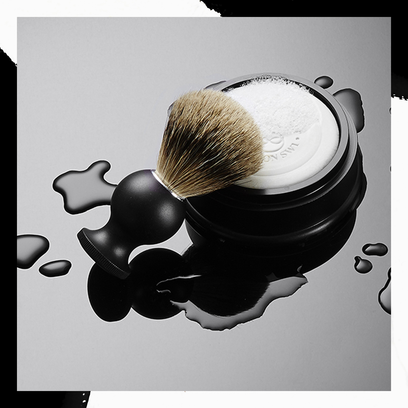 No.88 black aluminium traditional shaving brush and soap in water