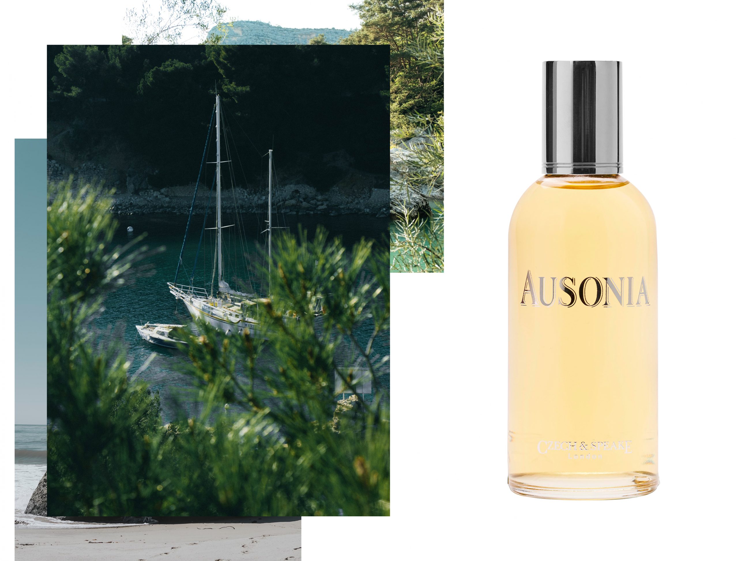Ausonia fragrance 100ml south west france boats on sea pine trees