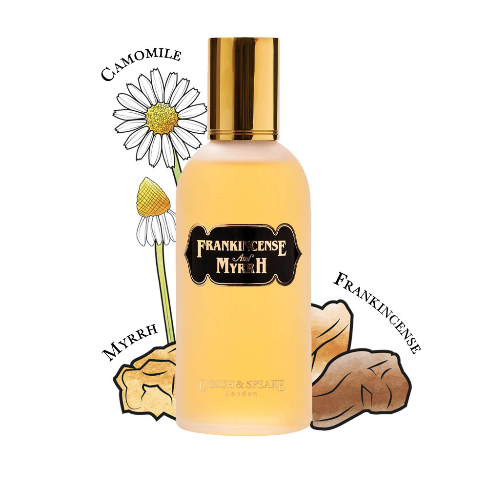Czech & Speake Frankincense & Myrrh 100ml fragrance with illustration