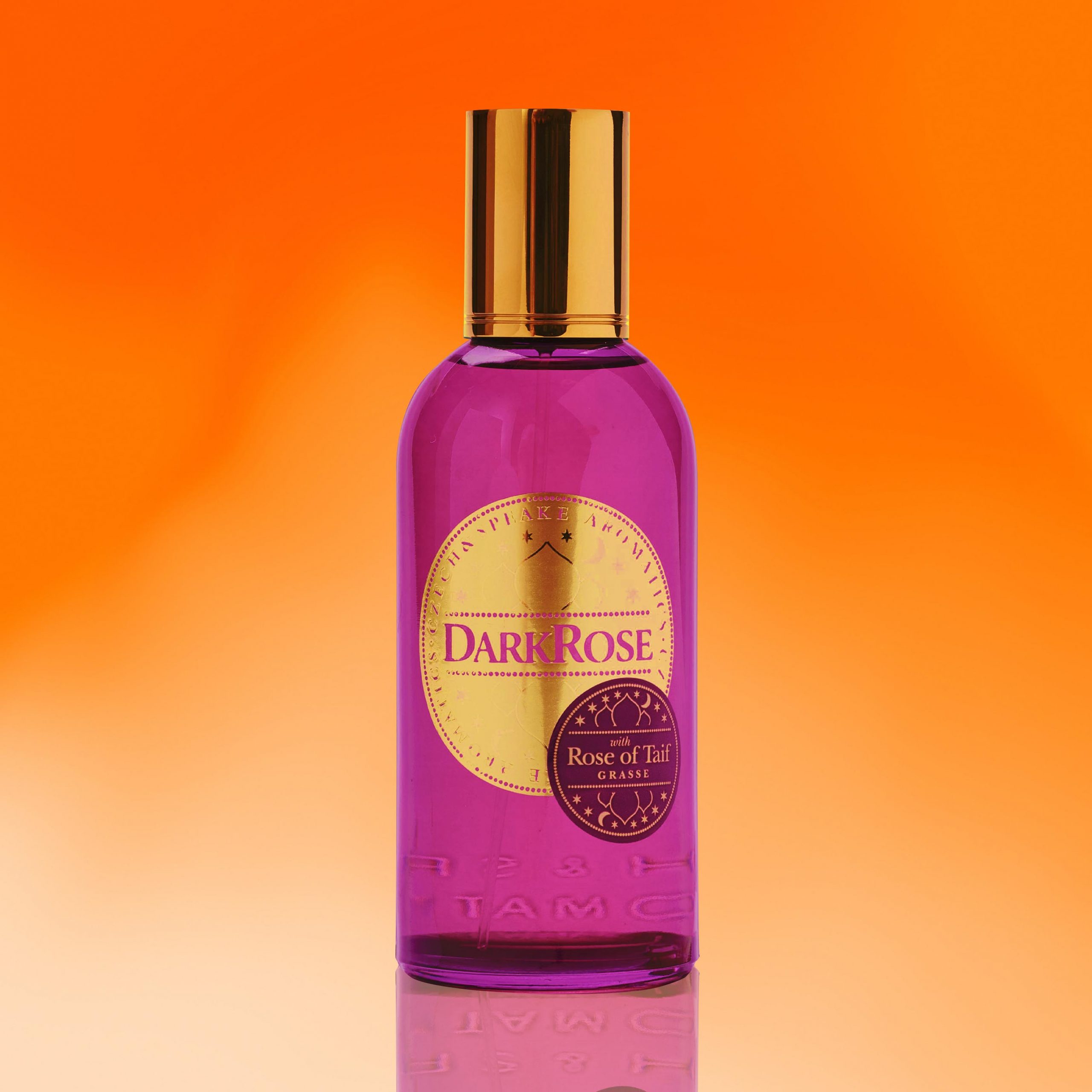 Orange background Dark Rose pink and gold perfume 100ml