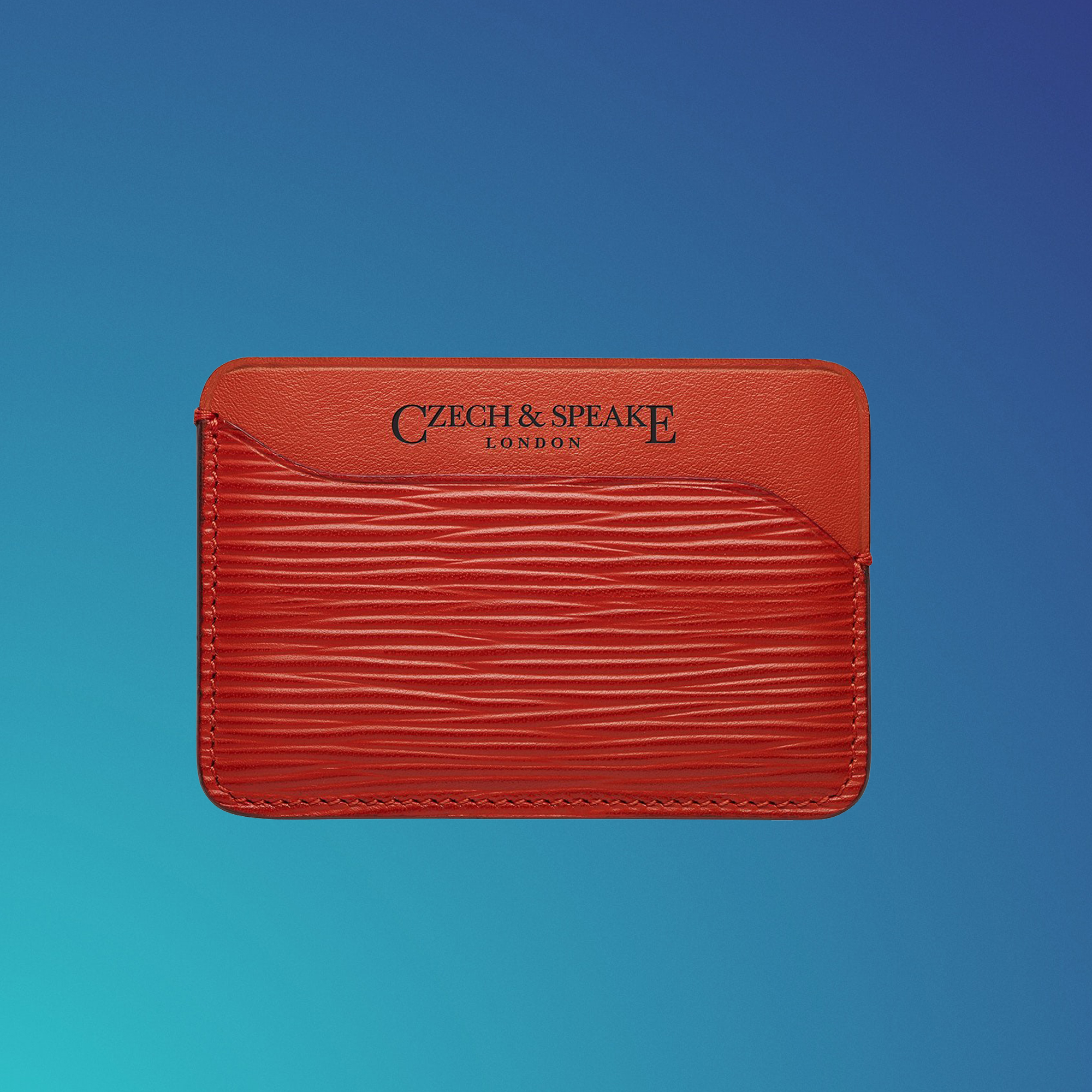 Red leather wallet card holder Czech and Speake